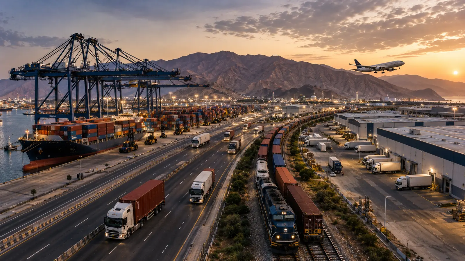 Port, road and rail logistics infrastructure